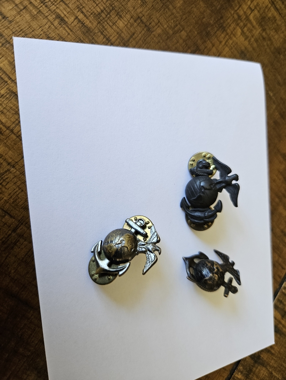 Vintage Marine Corp Military Eagle Globe Anchor Pins - Brass & Black, 3 Pins $75